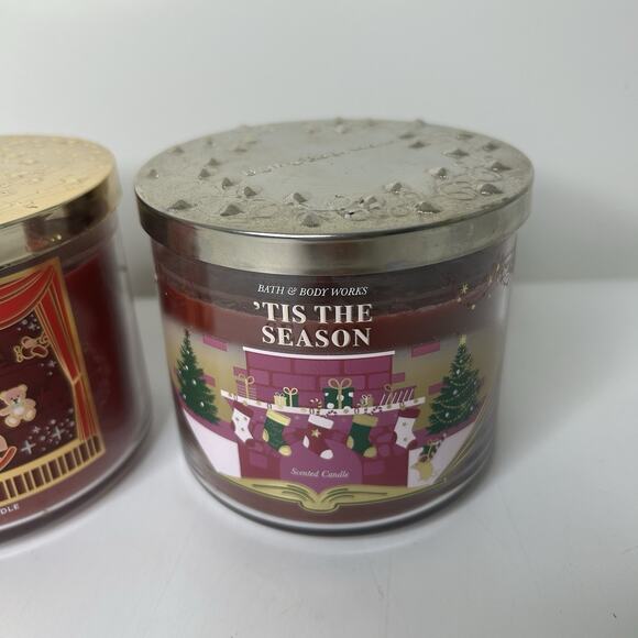 Bath & Body Works 'Tis The Season Candle 3 Wick Scented 14.5 oz Lot Of 2 - Picture 5 of 5